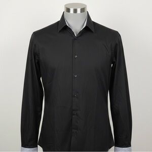 Men's Dolce Guava Black Dress Shirt Large (Pattern Trim)